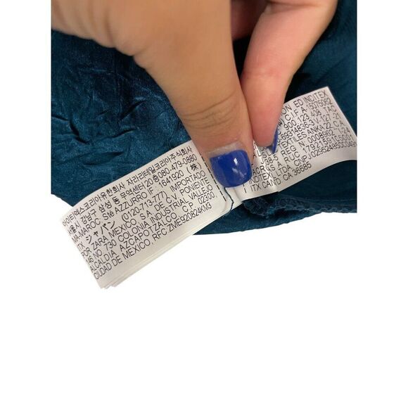 Zara Womens Midi Dress Small S Green Gold Applique Satin Wrinkle 2774/898 NWT - Picture 10 of 16